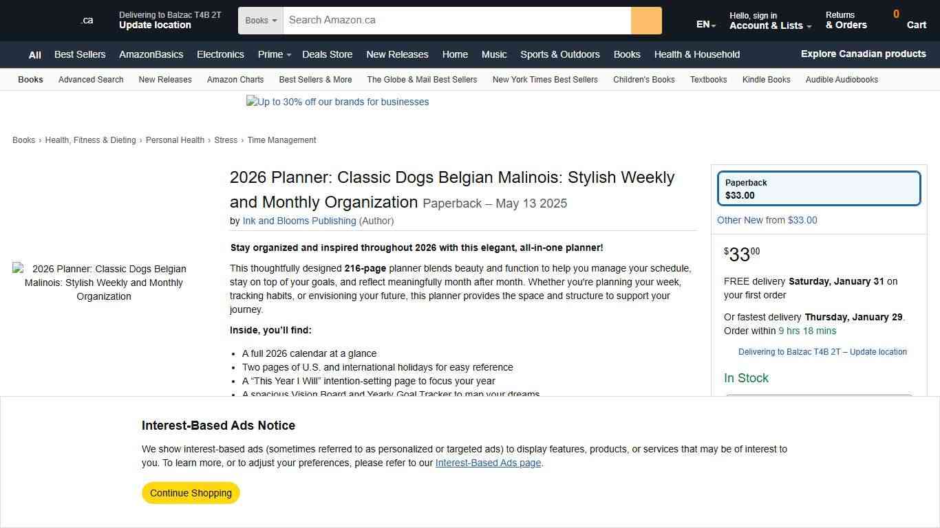 2026 Planner: Classic Dogs Belgian Malinois: Stylish Weekly and Monthly Organization: Publishing, Ink and Blooms: Books - Amazon.ca
